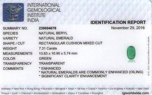 IGI Certificate Sample
