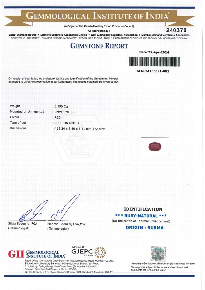 GII Certificate Sample
