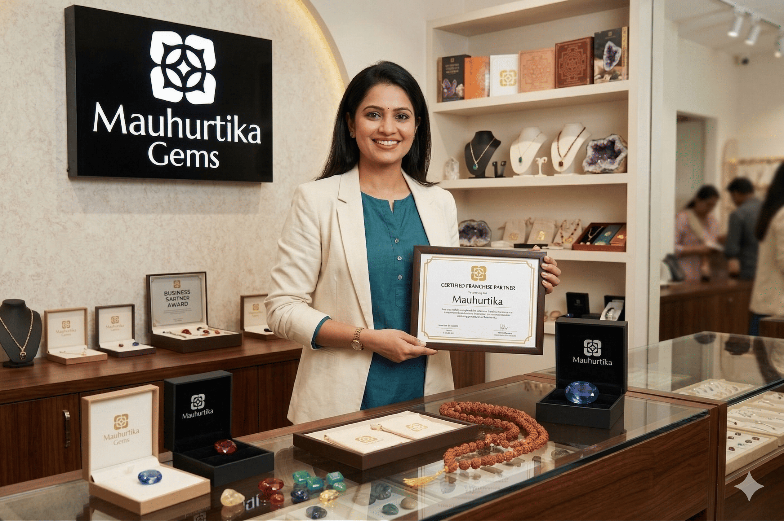 Mauhurtika Gems franchise partner celebrating business success in India