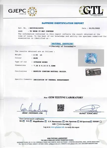 Blue Sapphire 2.52 Carat - 2.77 Ratti