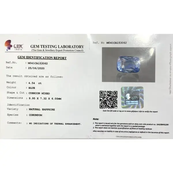 Blue Sapphire 4.54 Carat - 5.04 Ratti