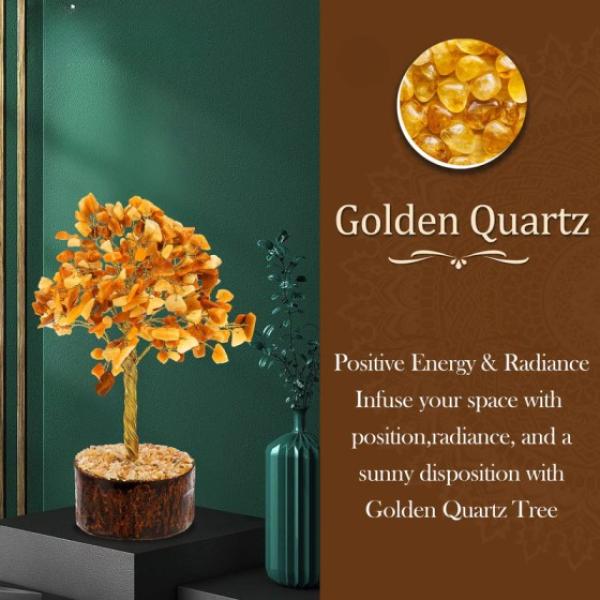 Large Golden Quartz Crystal Tree