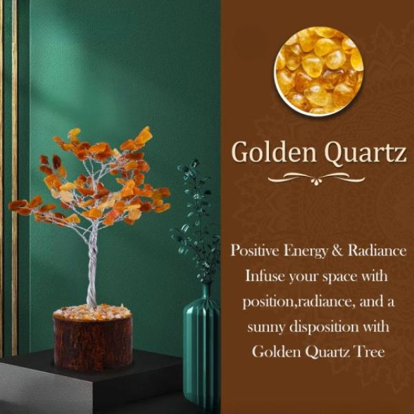 Small Golden Quartz Crystal Tree