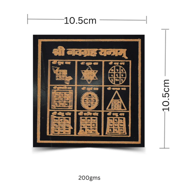 Navgrah Yantra on Black Agate Plate