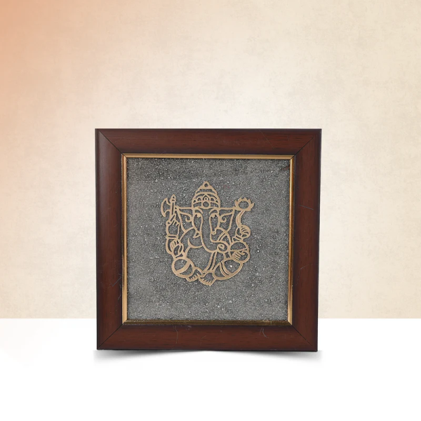 Ganesh Ji in Pyrite Dust Frame