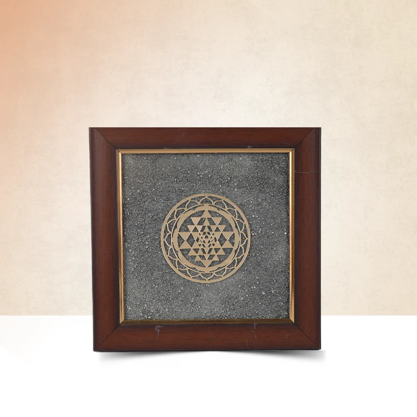 Shri Yantra with Shriparni in Pyrite Dust Frame