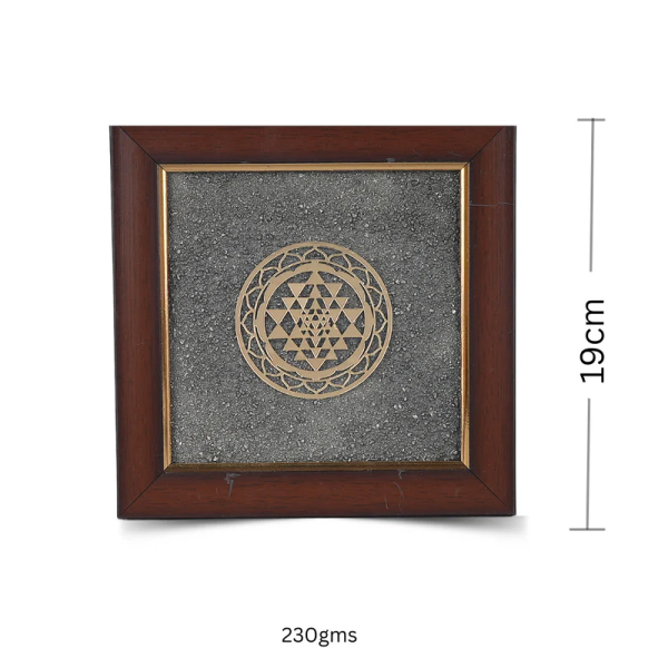 Shri Yantra with Shriparni in Pyrite Dust Frame