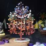 7 Chakra Tree of Life (Geode Agate Slice Base) - Spiritual Gemstone Tree