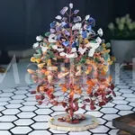 7 Chakra Tree of Life (Geode Agate Slice Base) - Spiritual Gemstone Tree