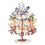 7 Chakra Tree of Life (Geode Agate Slice Base) - Spiritual Gemstone Tree