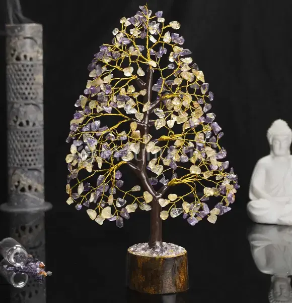 Amethyst & Citrine Crystal Tree of Life - Healing Gemstone Tree