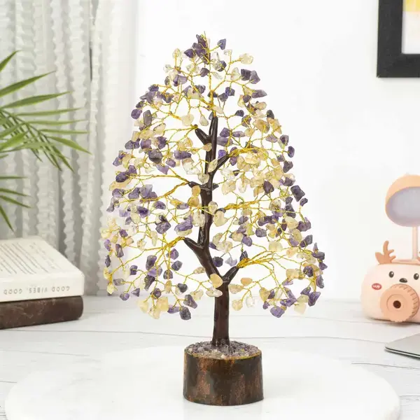 Amethyst & Citrine Crystal Tree of Life - Healing Gemstone Tree