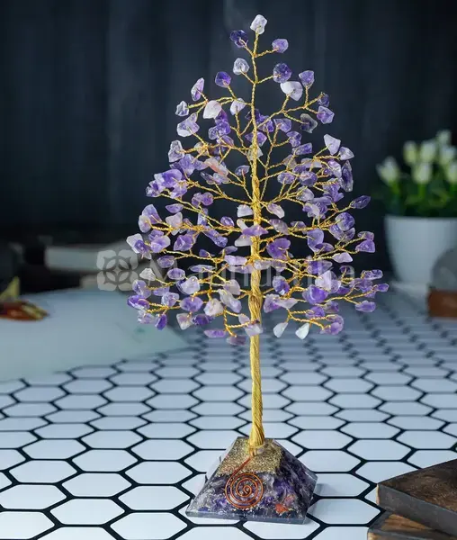 Amethyst Gemstone Tree (Orgone Pyramid Base) - Spiritual Energy Tree