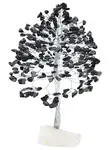 Black Tourmaline Gemstone Tree of Life (Quartz Base) - Spiritual Protection