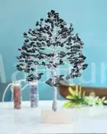 Black Tourmaline Gemstone Tree of Life (Quartz Base) - Spiritual Protection