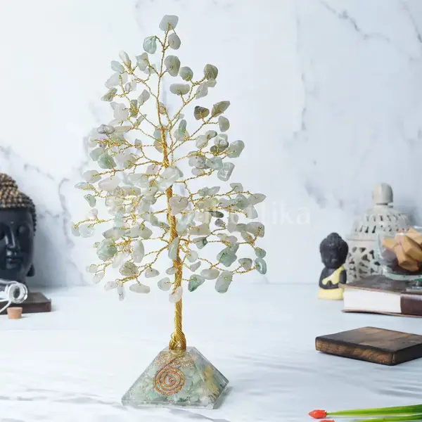 Green Aventurine Gemstone Tree (Orgone Pyramid Base) - Prosperity and Luck