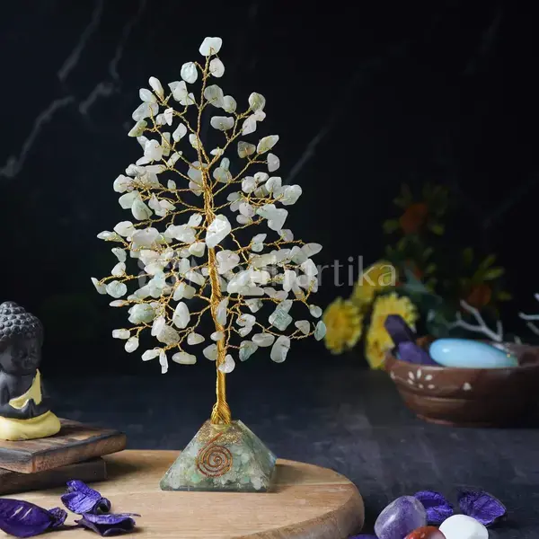 Green Aventurine Gemstone Tree (Orgone Pyramid Base) - Prosperity and Luck