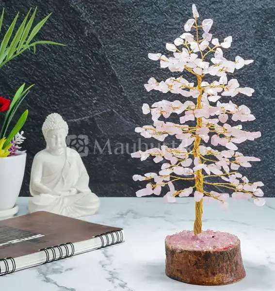 Rose Quartz Crystal Tree of Life - Healing Gemstone Tree