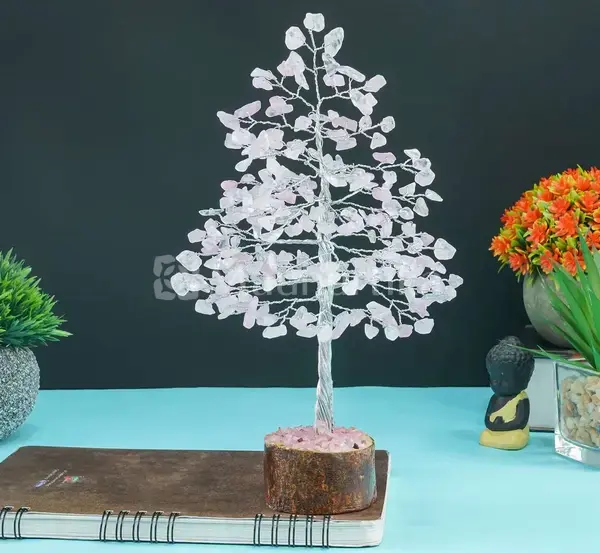 Rose Quartz Crystal Tree of Life - Healing Gemstone Tree