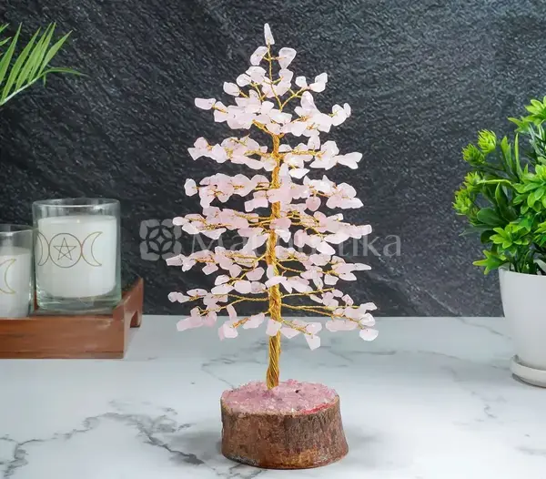Rose Quartz Crystal Tree of Life - Healing Gemstone Tree