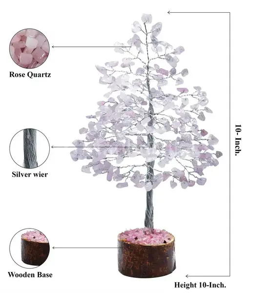 Rose Quartz Crystal Tree of Life - Healing Gemstone Tree