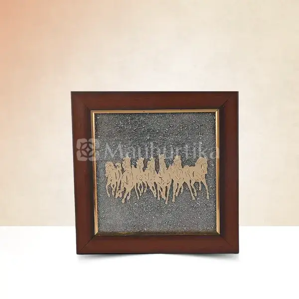 7 Horses Vastu Pyrite Dust Frame - Prosperity Yantra