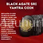 Black Agate Sri Yantra Coin - Wealth Enhancer