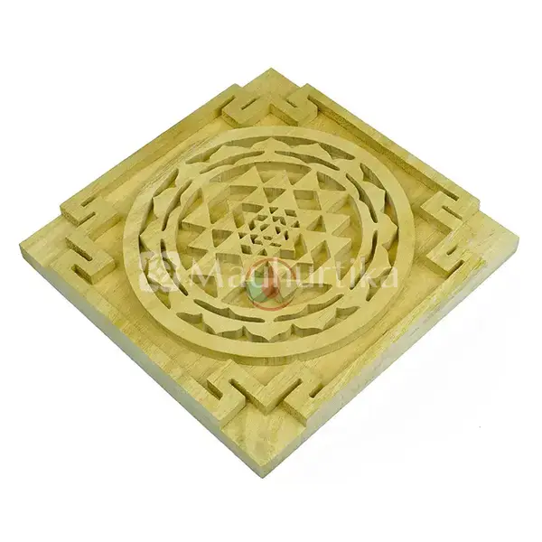 Energized Wooden Sriparni Sri Yantra Plate Prosperity