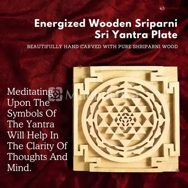 Energized Wooden Sriparni Sri Yantra Plate Prosperity