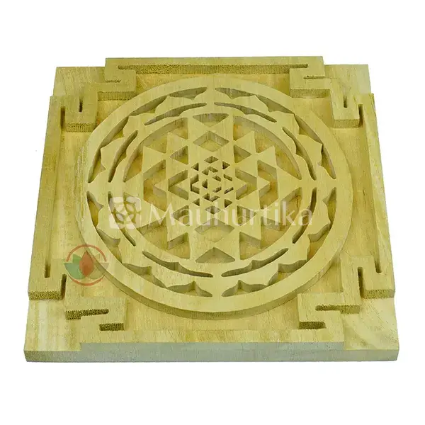 Energized Wooden Sriparni Sri Yantra Plate Prosperity