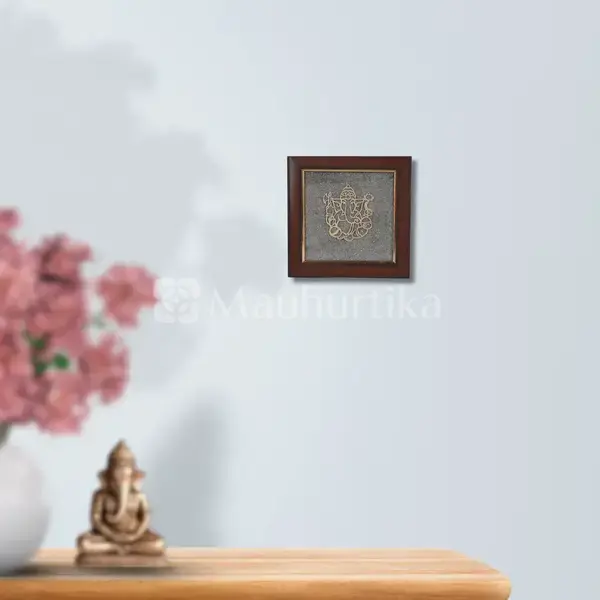 Ganesh Ji Pyrite Dust Frame - Prosperity Yantra