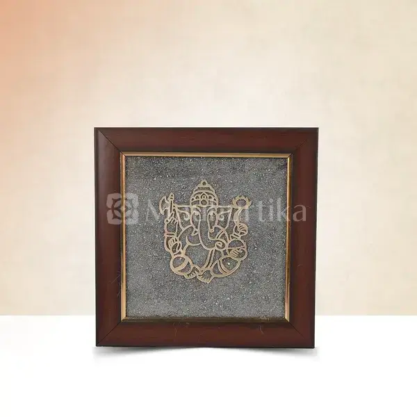 Ganesh Ji Pyrite Dust Frame - Prosperity Yantra