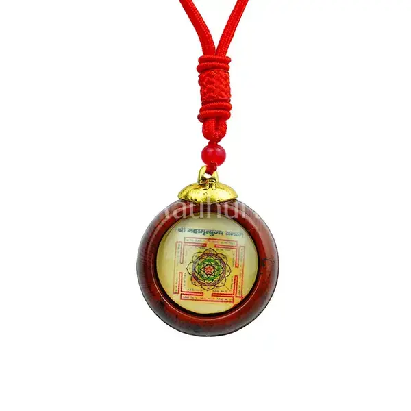 Mahamrityunjay Wooden Base Yantra With Red Color Thread - Spiritual Protection
