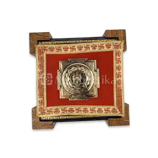 2D Yantra - Frame of Four - Shree Sampoorna Laxmi Ganesh Yantra - Pyrite Dust frame - Prosperity & Success