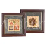 Shree Pyrite Yantra + Sampoorna Laxmi Ganesh Pyrite Yantra Dust Frame - Prosperity & Wisdom