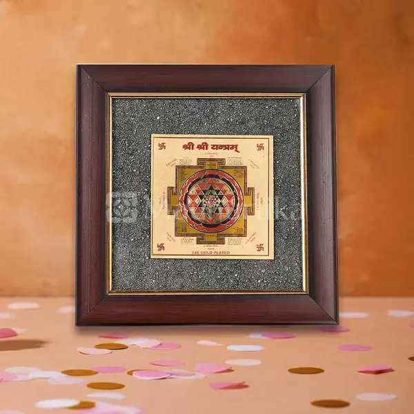 Shri Yantra Pyrite Dust Frame - Prosperity and Abundance