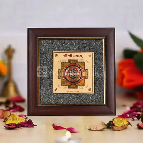 Shri Yantra Pyrite Dust Frame - Prosperity and Abundance