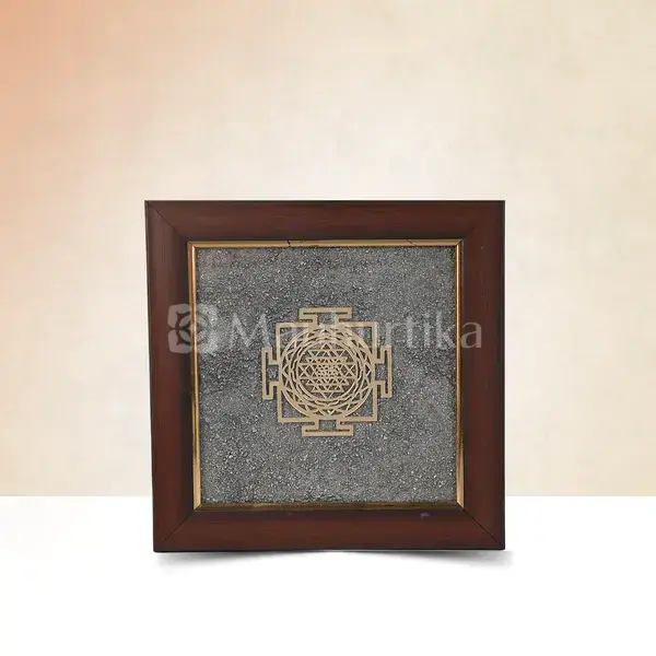 Shri Yantra Pyrite Dust Frame - Prosperity and Harmony
