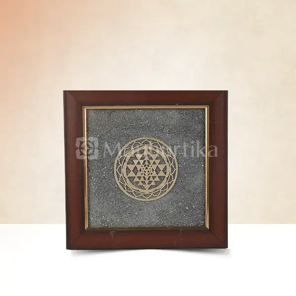 Shriparni Shri Yantra Pyrite Dust Frame - Prosperity Enhancer