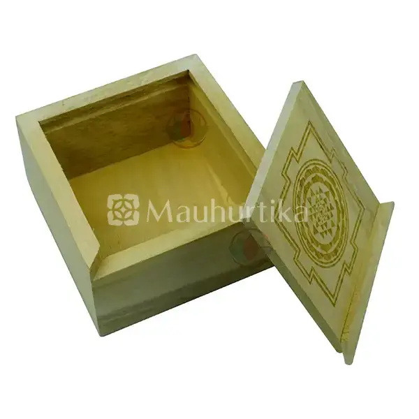 Sri Yantra Sacred Geometry Wooden Box - Spiritual Wealth Box