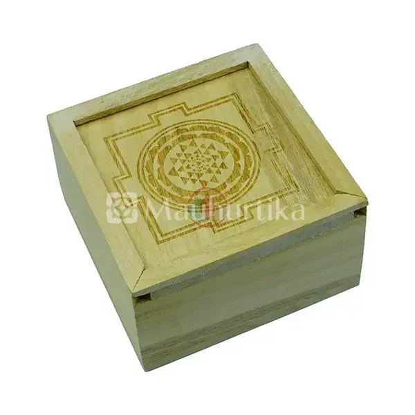 Sri Yantra Sacred Geometry Wooden Box - Spiritual Wealth Box