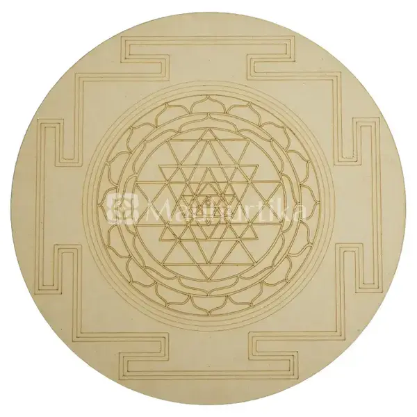 Sri Yantra Sacred Geometry Wooden Grid Plate - Spiritual Healing